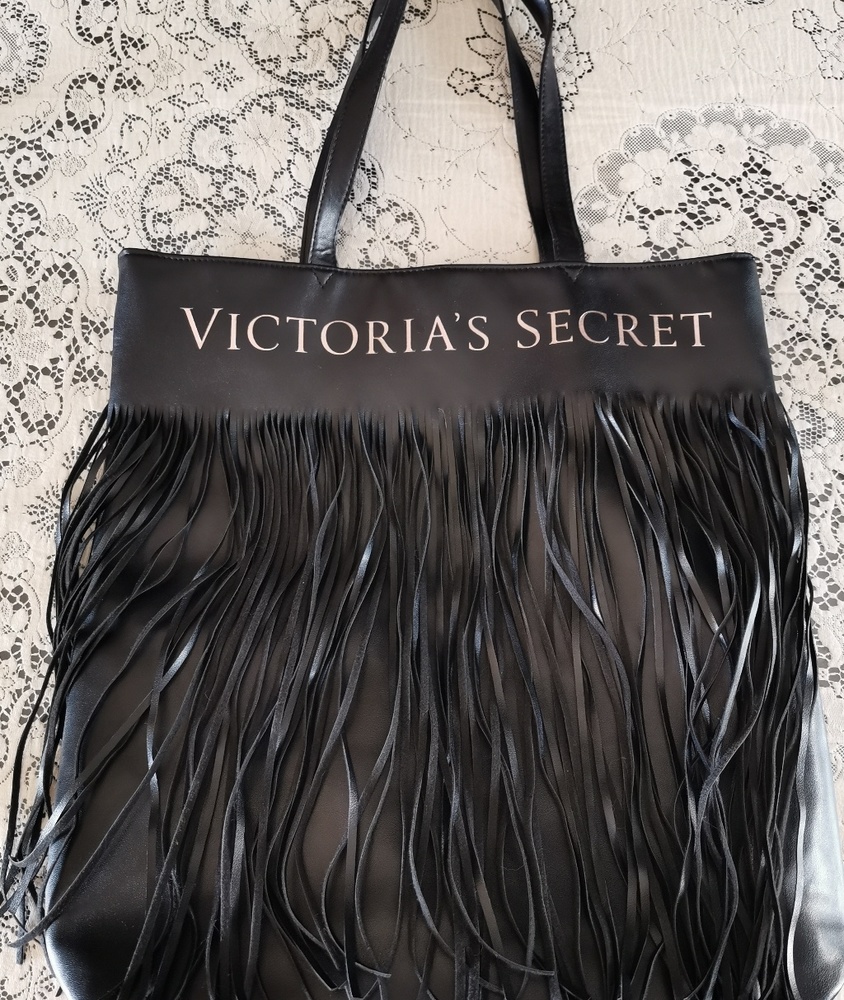 Victoria's Secret Flirty Fringe Black Tote Bag